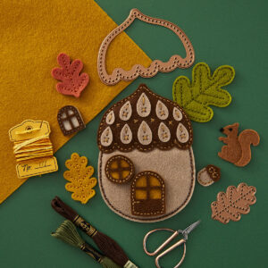 Spellbinders Felt Autumn Acorn House Etched Dies From the Felt Stitch & Create Collection By Nicole Spohr