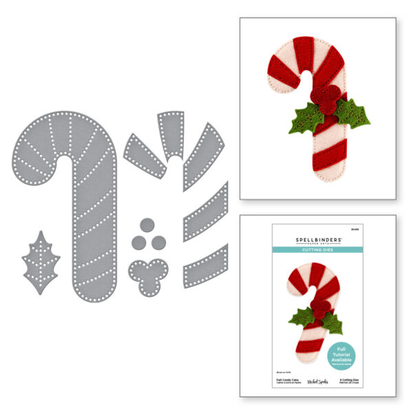 Spellbinders Felt Candy Cane Etched Dies From the Felt Stitch & Create Collection By Nicole Spohr