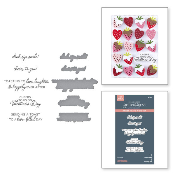 Spellbinders Valentine Happy Hour Sentiments Betterpress Plate & Die Set From the Love On the Rocks Collection