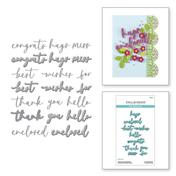 Spellbinders Vivid Script Sentiments Etched Dies From the Vivid Expressions Collection