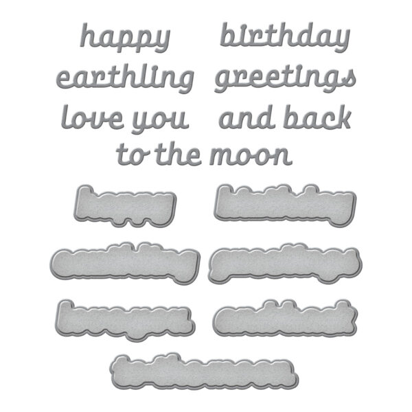 Spellbinders Space Greetings Etched Dies From the Simon's Space Adventure Collection By Simon Hurley