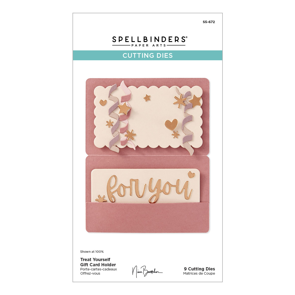 Spellbinders Treat Yourself Gift Card Holder Etched Dies From the Bougie Birthday Collection By Nina Boettcher